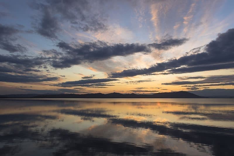 サロマ湖の夕日
